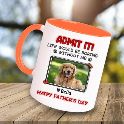 Custom Photo Cups For Dog Lover Or Dad on Father's Day With Dog Name | Ceramic Coffee Mug | Father's Day Gift | Stylish Printed Design | Tea & Coffee Cup | 11oz | Black Two-Tone Design