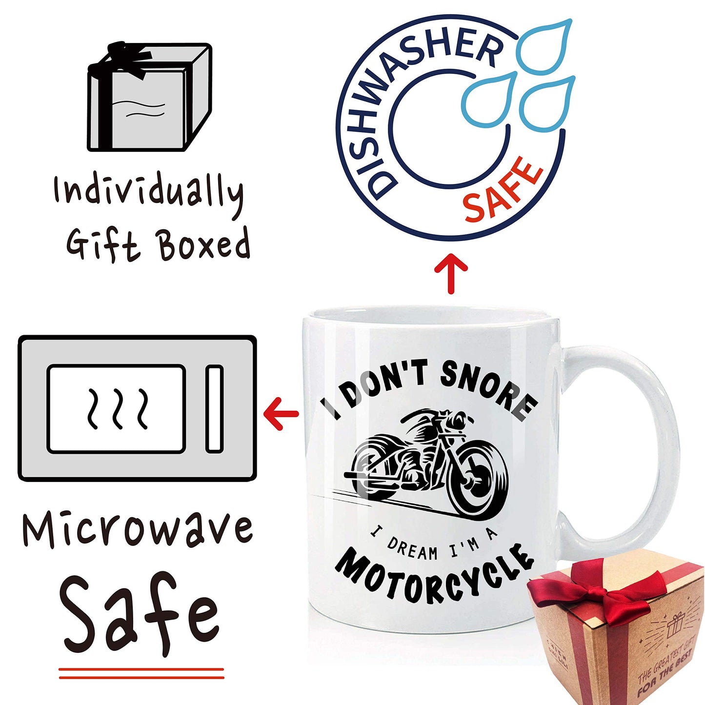 I Don't Snore I Dream I'm A Motorcycle for Motorcycle Lover | Ceramic Coffee Mug | Father's Day Gift | Stylish Printed Design | Tea & Coffee Cup | 11oz