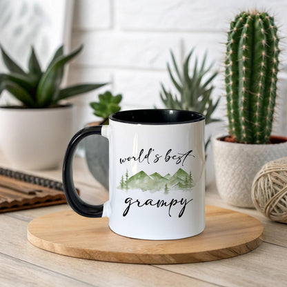 Grampy Coffee Mugs | Ceramic Coffee Mug | Father's Day Gift | Stylish Printed Design | Tea & Coffee Cup | 11oz | Black Two-Tone Design