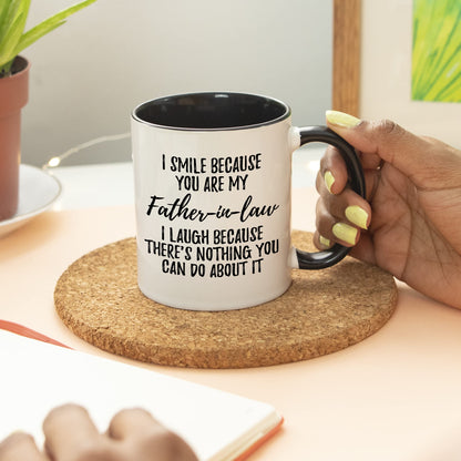 Father in Law | Ceramic Coffee Mug | Father's Day Gift | Stylish Printed Design | Tea & Coffee Cup | 11oz | Black Two-Tone Design