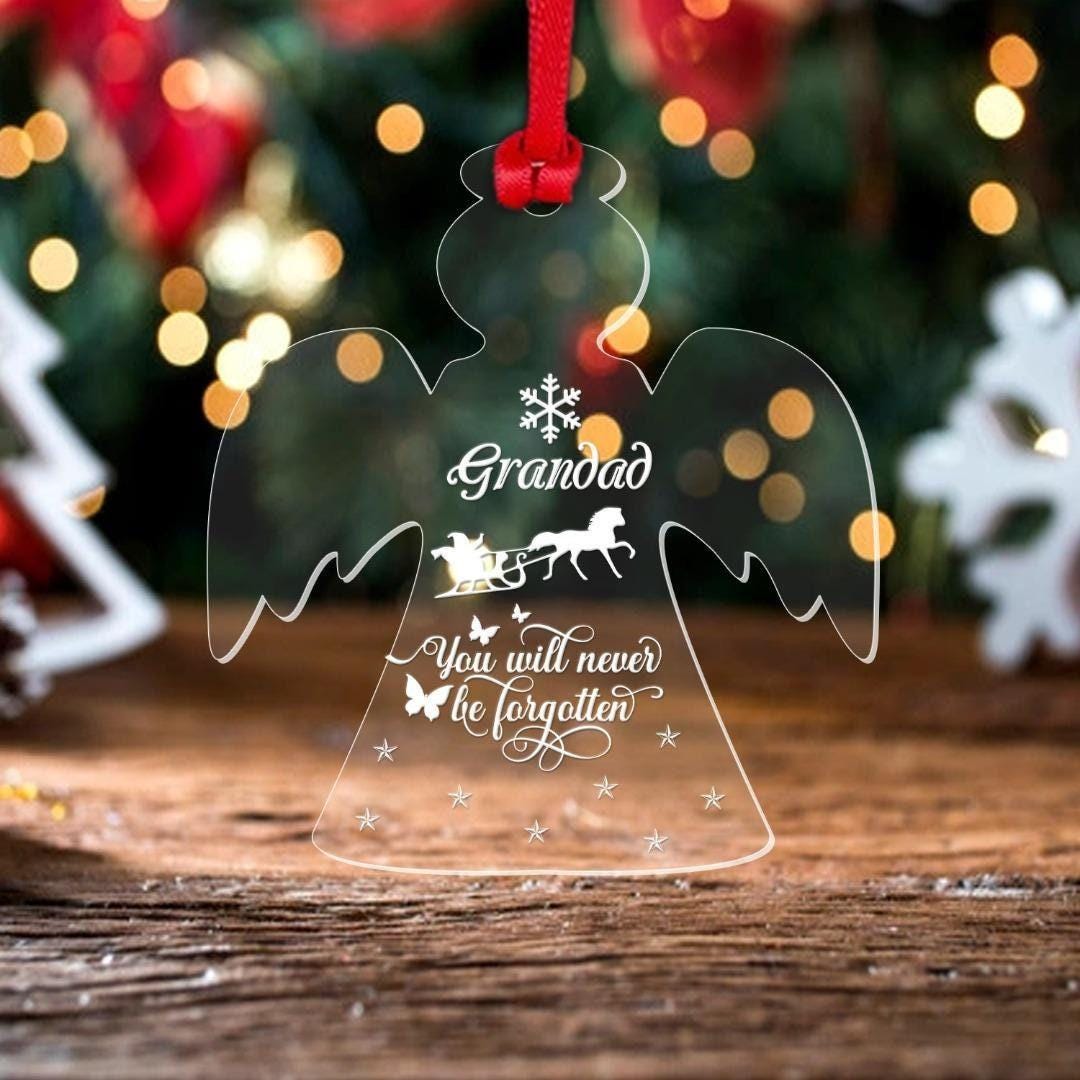 Personalised Grandad Christmas Memorial Bauble Keepsake Angle Any Name Memorial  Gift
