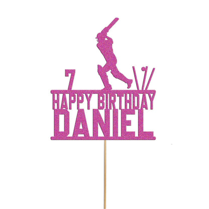 Personalised Glitter Cricket Cake Topper: Birthday Party Decor