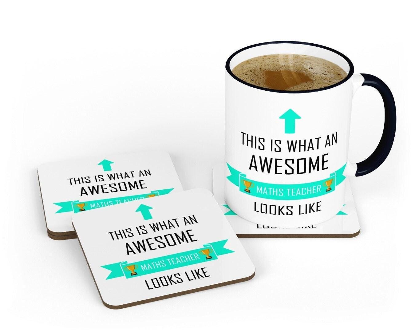 This Is What An Awesome Maths Teacher Looks Like Mug & Coaster Set Birthday Christmas Gift