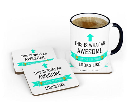 This Is What An Awesome Maths Teacher Looks Like Mug & Coaster Set Birthday Christmas Gift