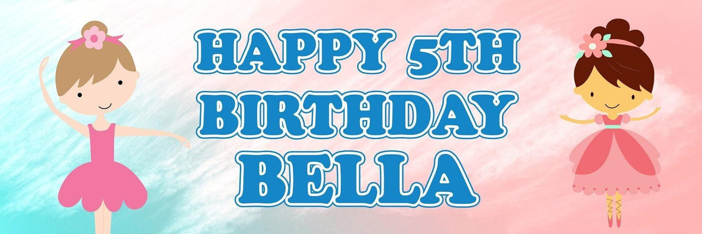 2x Personalised Ballerina Birthday Banner: Celebration Decoration