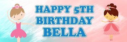 2x Personalised Ballerina Birthday Banner: Celebration Decoration