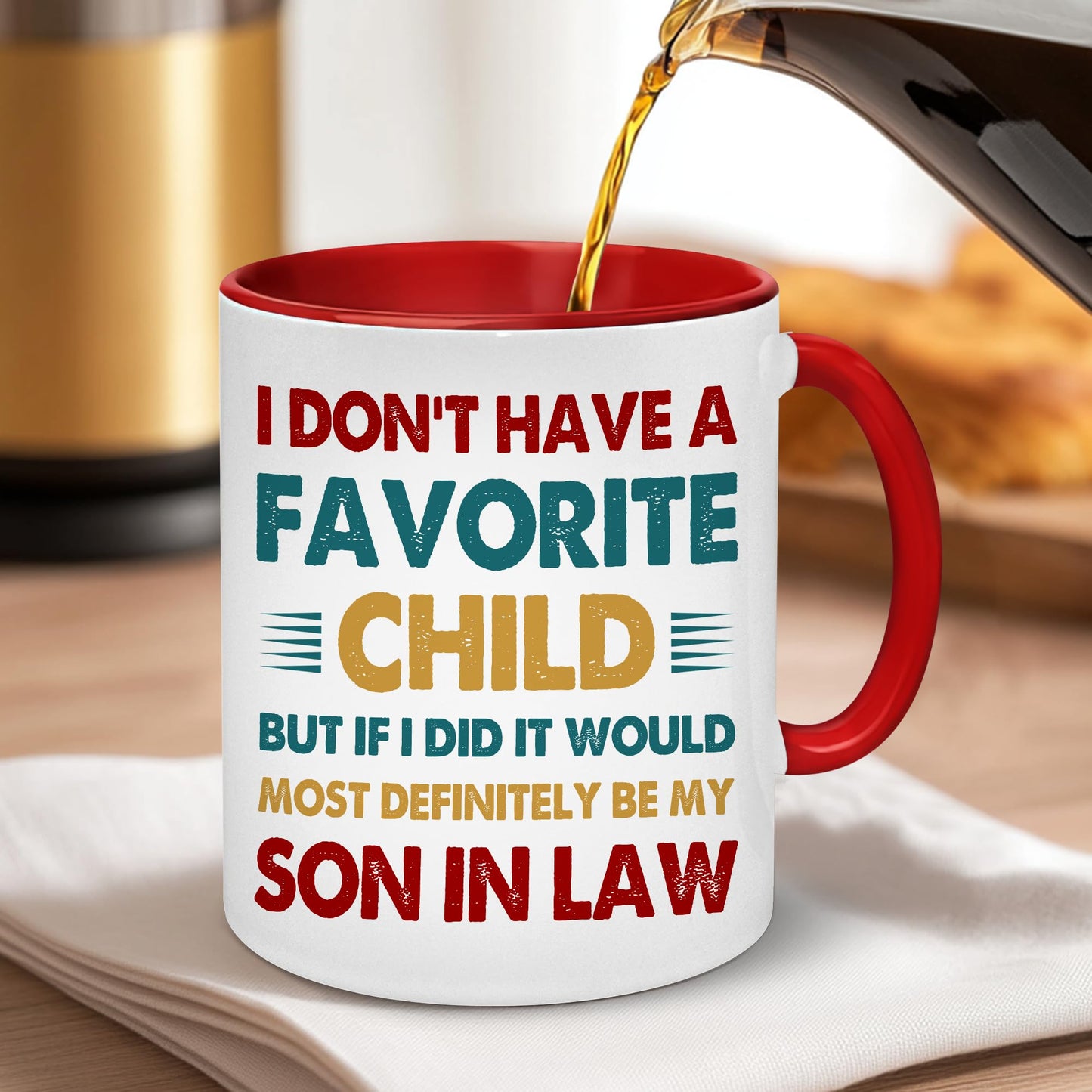 Mothers Day For Son In Law | Ceramic Coffee Mug | Father's Day Gift | Stylish Printed Design | Tea & Coffee Cup | 11oz | Red Two-Tone Design
