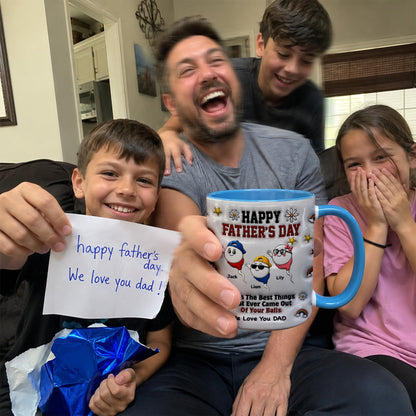 Personalized Funny Dad with Kids Names | Ceramic Coffee Mug | Father's Day Gift | Stylish Printed Design | Tea & Coffee Cup | 11oz | Red Two-Tone Design