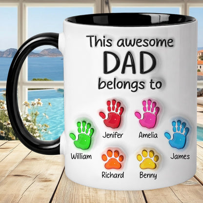 Personalized Dad With Kids Names | Ceramic Coffee Mug | Father's Day Gift | Stylish Printed Design | Tea & Coffee Cup | 11oz | Black Two-Tone Design