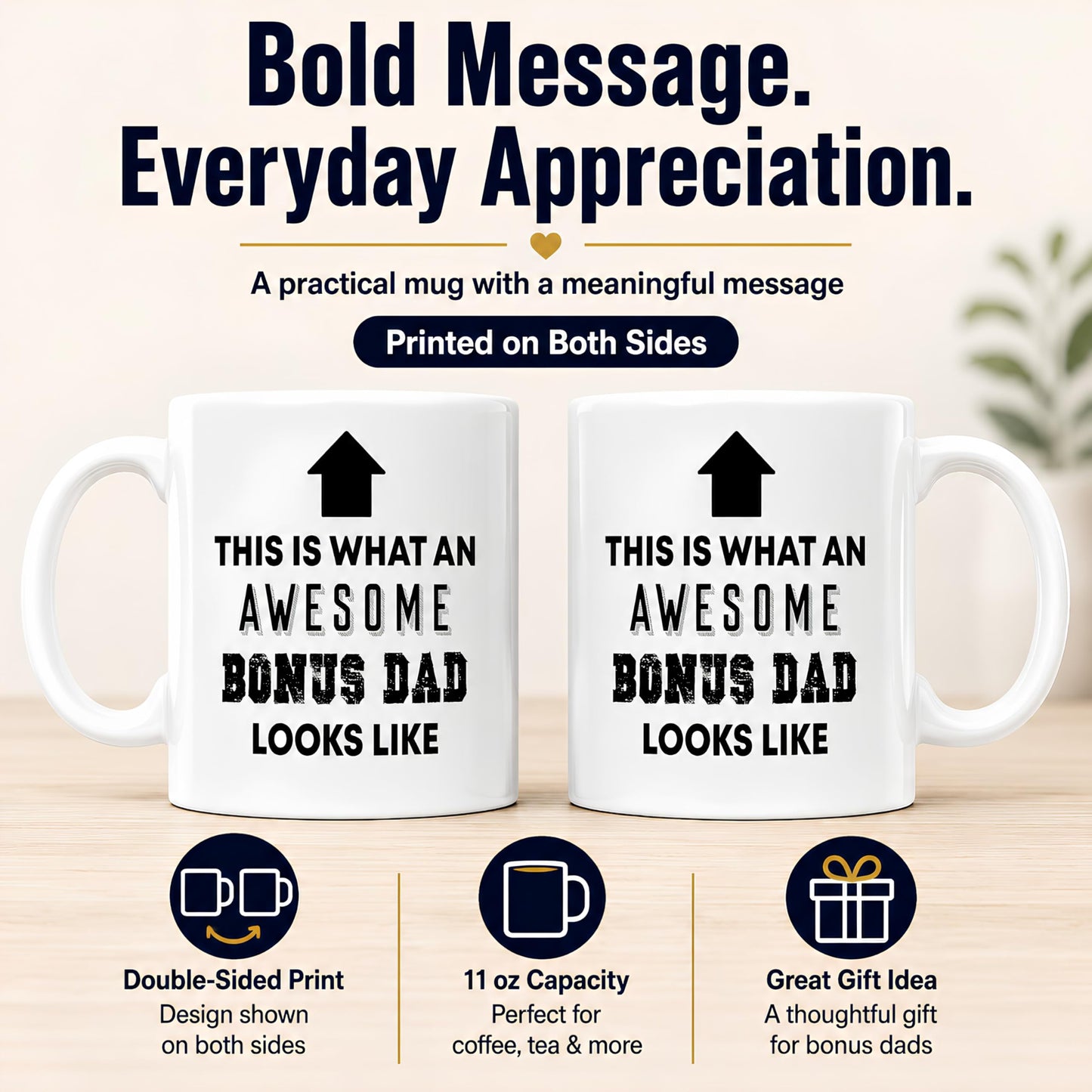 Step Dad | Ceramic Coffee Mug | Father's Day Gift | Stylish Printed Design | Tea & Coffee Cup | 11oz