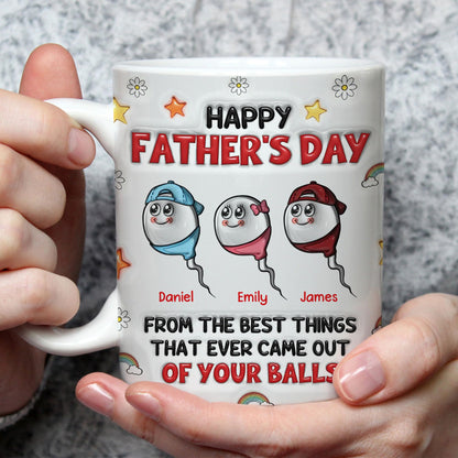 Happy Father's Day From The Best Thing That Ever Came Out Of Your Balls | Ceramic Coffee Mug | Father's Day Gift | Stylish Printed Design | Tea & Coffee Cup | 11oz | Black Two-Tone Design
