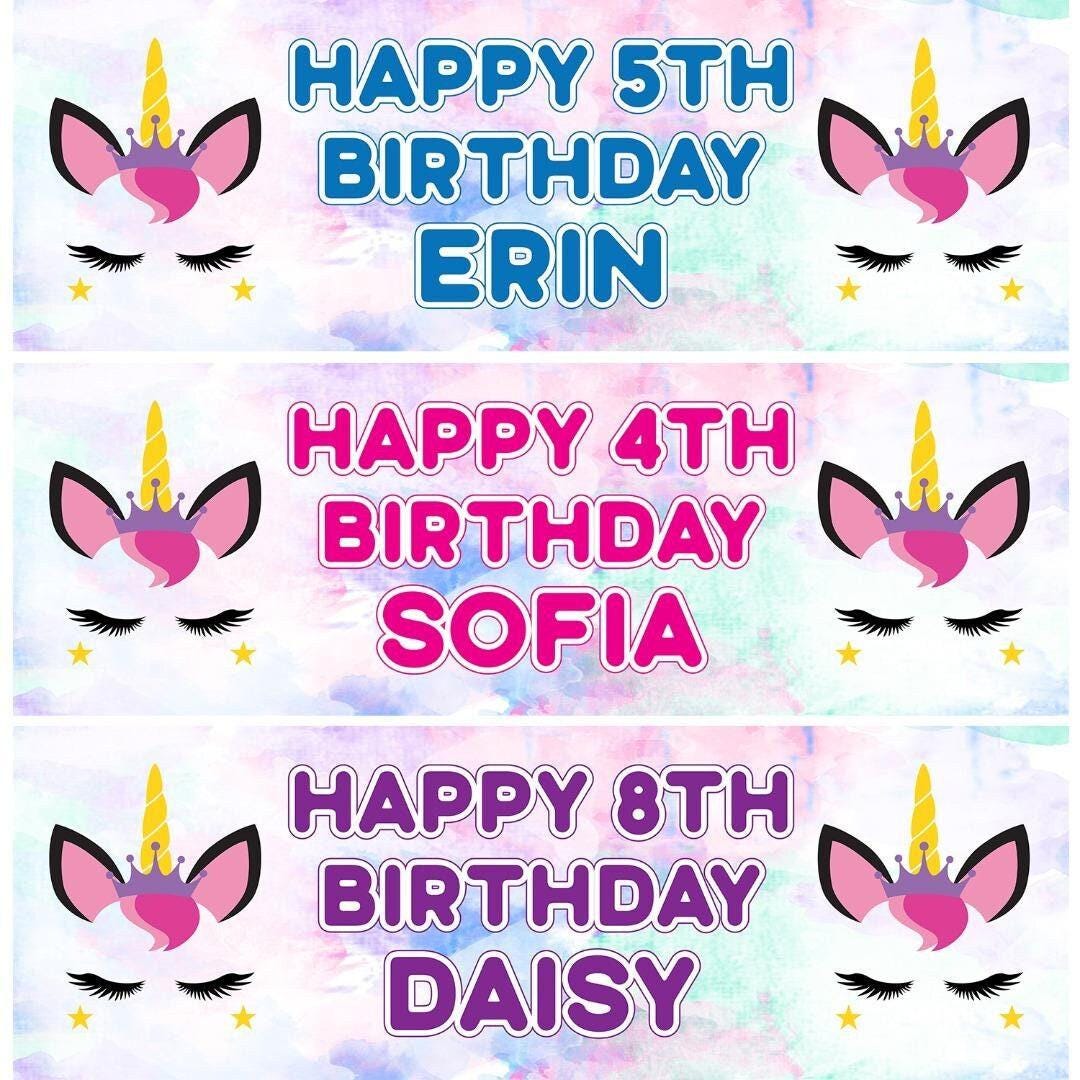 2x Personalised Sleeping Unicorn Birthday Banner: Magical Party Decorations