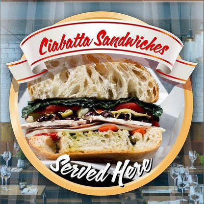 Ciabatta Sandwich Catering Window Cafe Shop Restaurant Sticker Sign Pos Decal