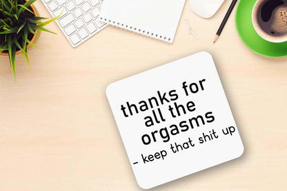 Funny 'Thanks Orgasms' Mug & Coaster Set: Rude Gift
