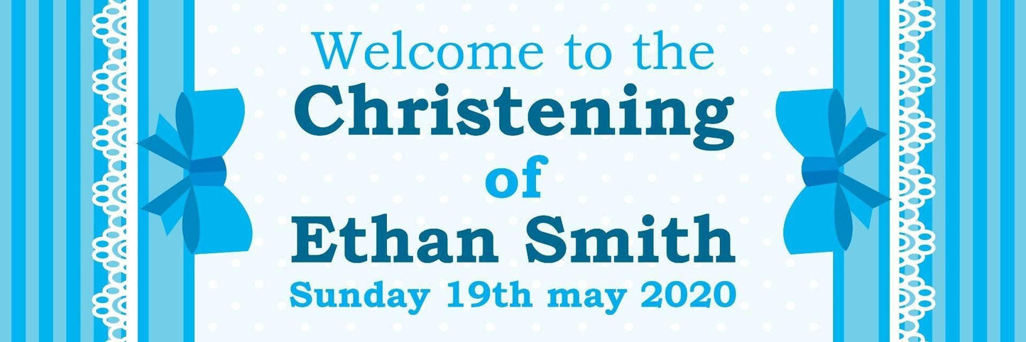 2x Personalised Christening Banner: Custom Party Decoration