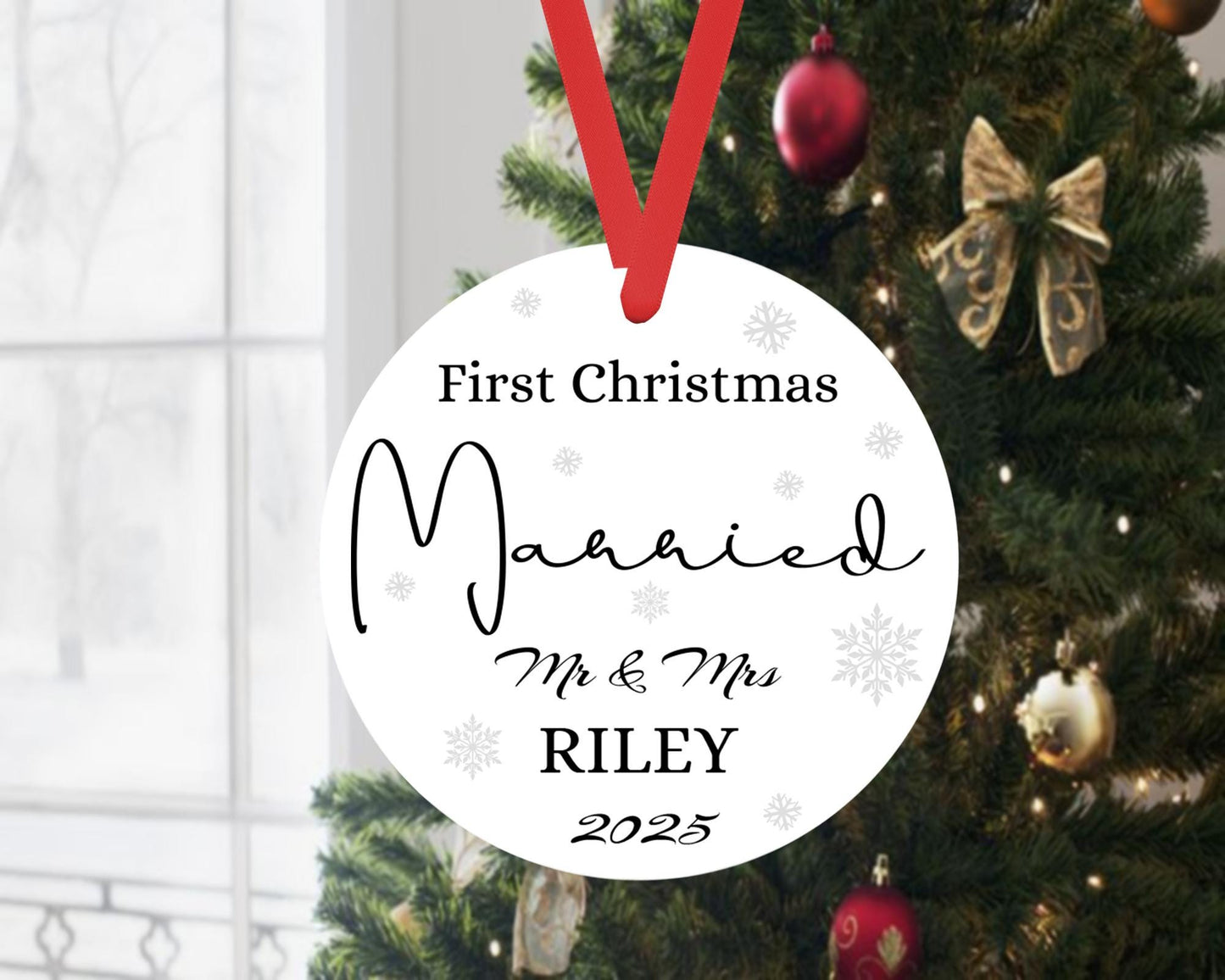 Personalised First Christmas Married Bauble Xmas Hanging Ceramic Ornament Gift