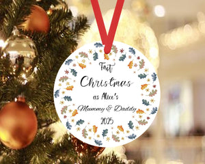 First Christmas As Baby Parents Mummy Daddy Bauble Xmas Ceramic Ornament Gift