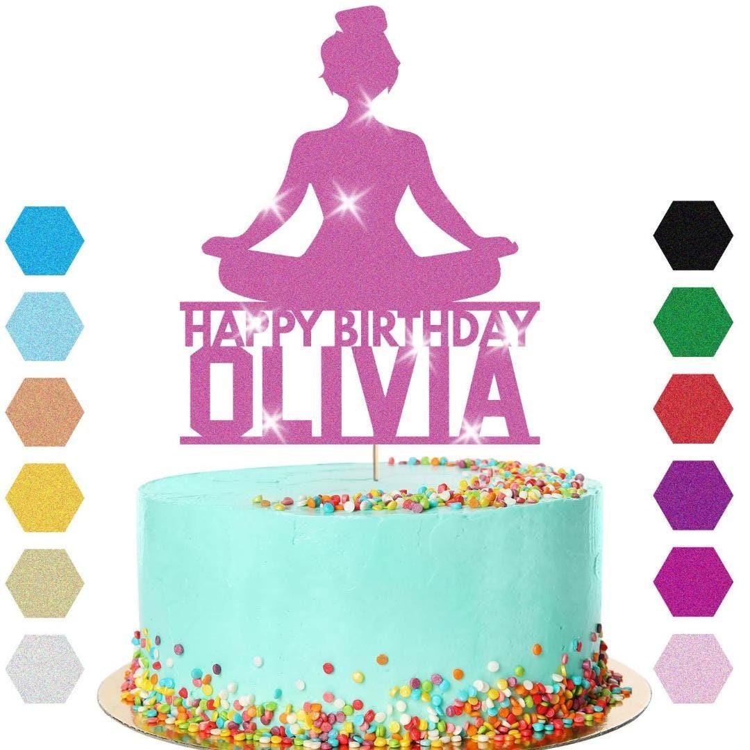 Yoga Girl Cake Topper Personalised Gymnastic Birthday Cake Decoration Any Name