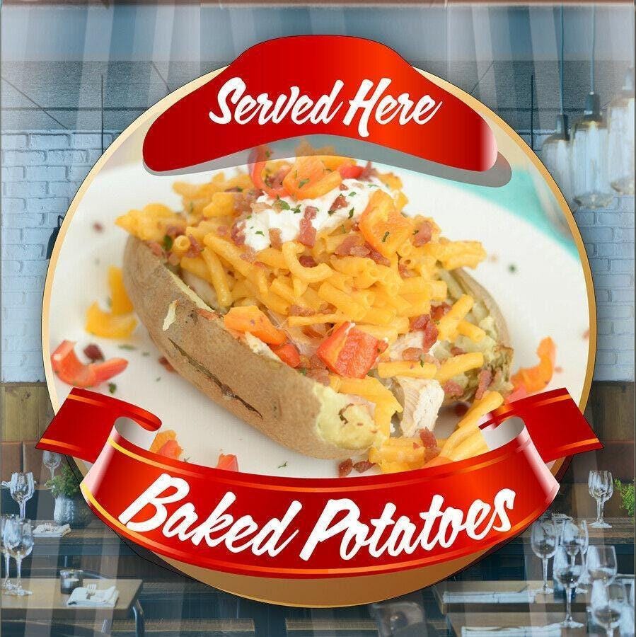 Jacket Potatoes Sold Here Sticker: Cafe Restaurant Shop Window Sign