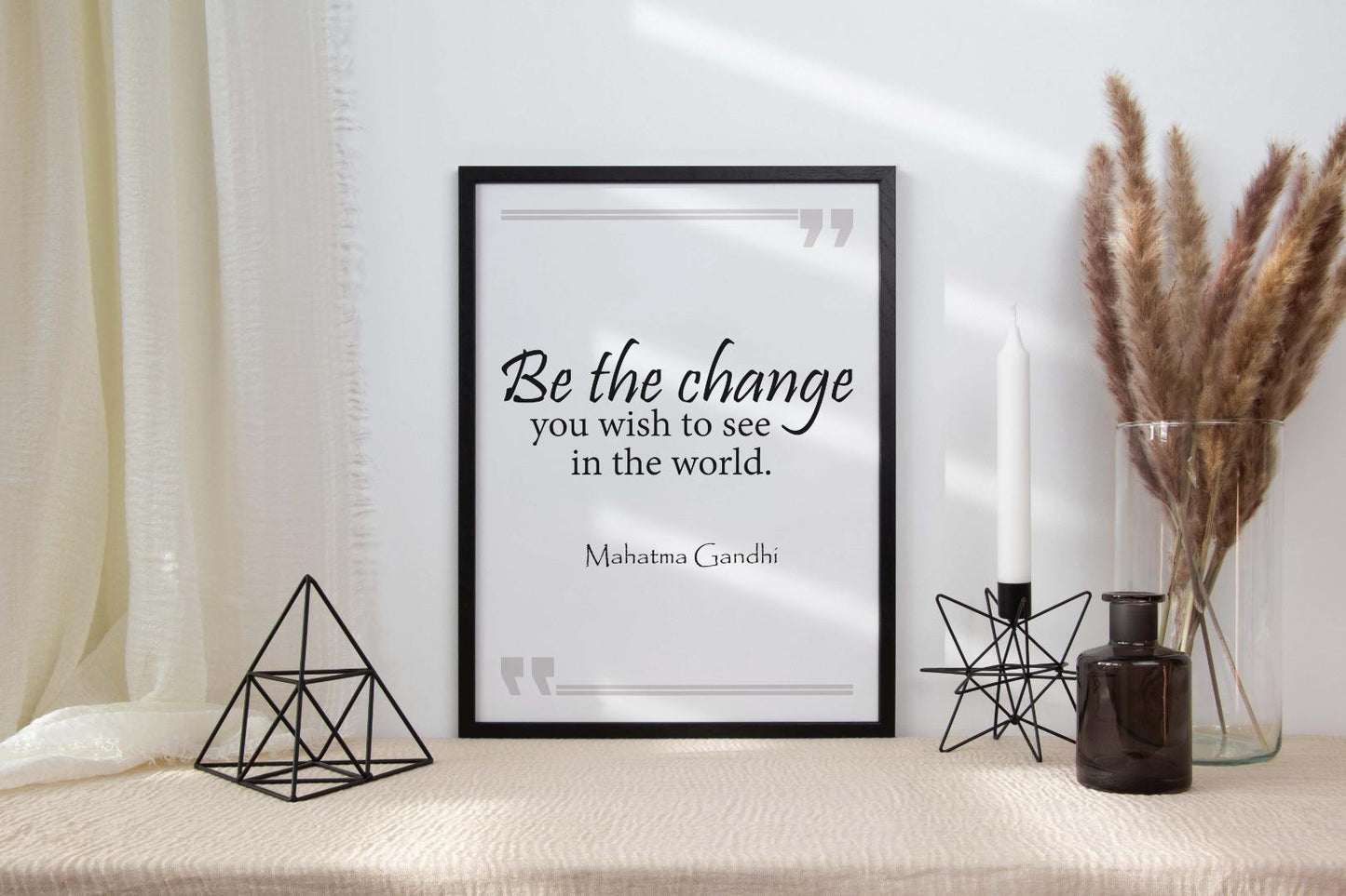 Mahatma Gandhi Be The Change Positive Thought Quote Poster Print Wall Art