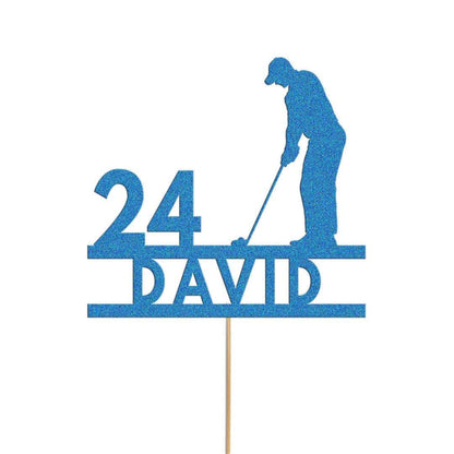 Personalised Glitter Golf Cake Topper: Golfer Birthday Decoration