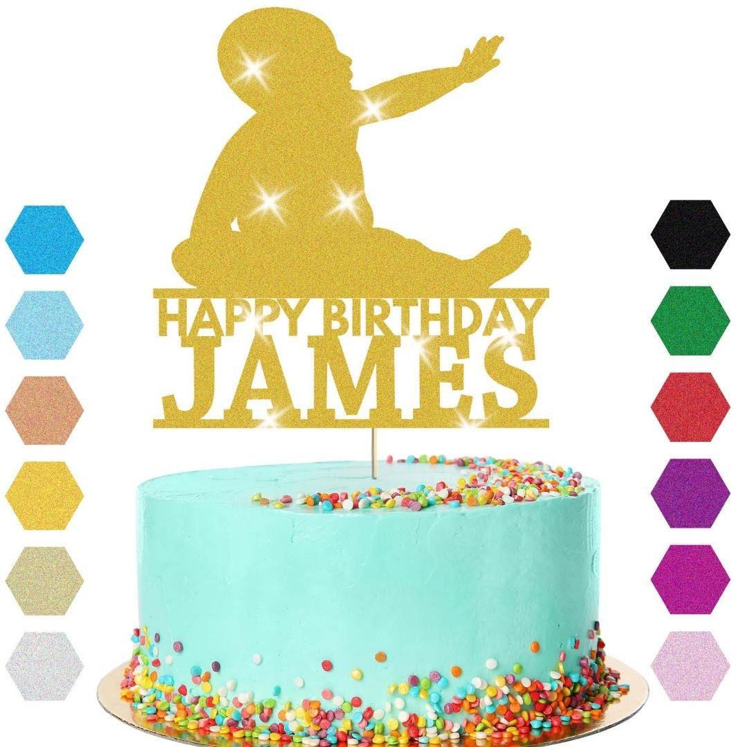 Newborn Baby Cake Topper Personalised Boy Girl Birthday Cake Decoration Any Name & Age