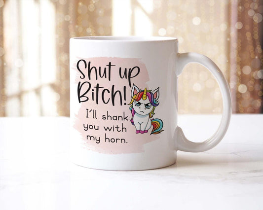 Shut Up Bitch Mug And Coaster Gift Set Funny Unicorn Coffee Cup Birthday Gifts