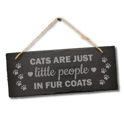 Cats Are Just Little People Humorous Engraved Hanging Slate Home Decor Plaque