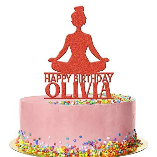 Personalised Acrylic Girl Yoga Spiritual Birthday Cake Topper Decoration Gift