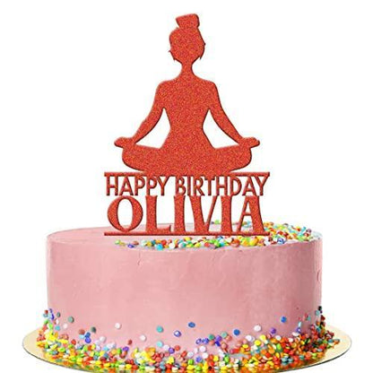 Personalised Acrylic Girl Yoga Spiritual Birthday Cake Topper Decoration Gift