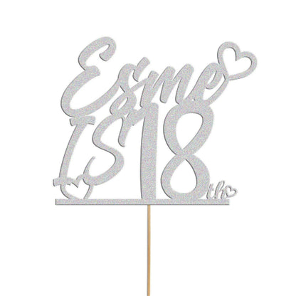 Personalised Glitter Cake Topper: Custom Name & Age