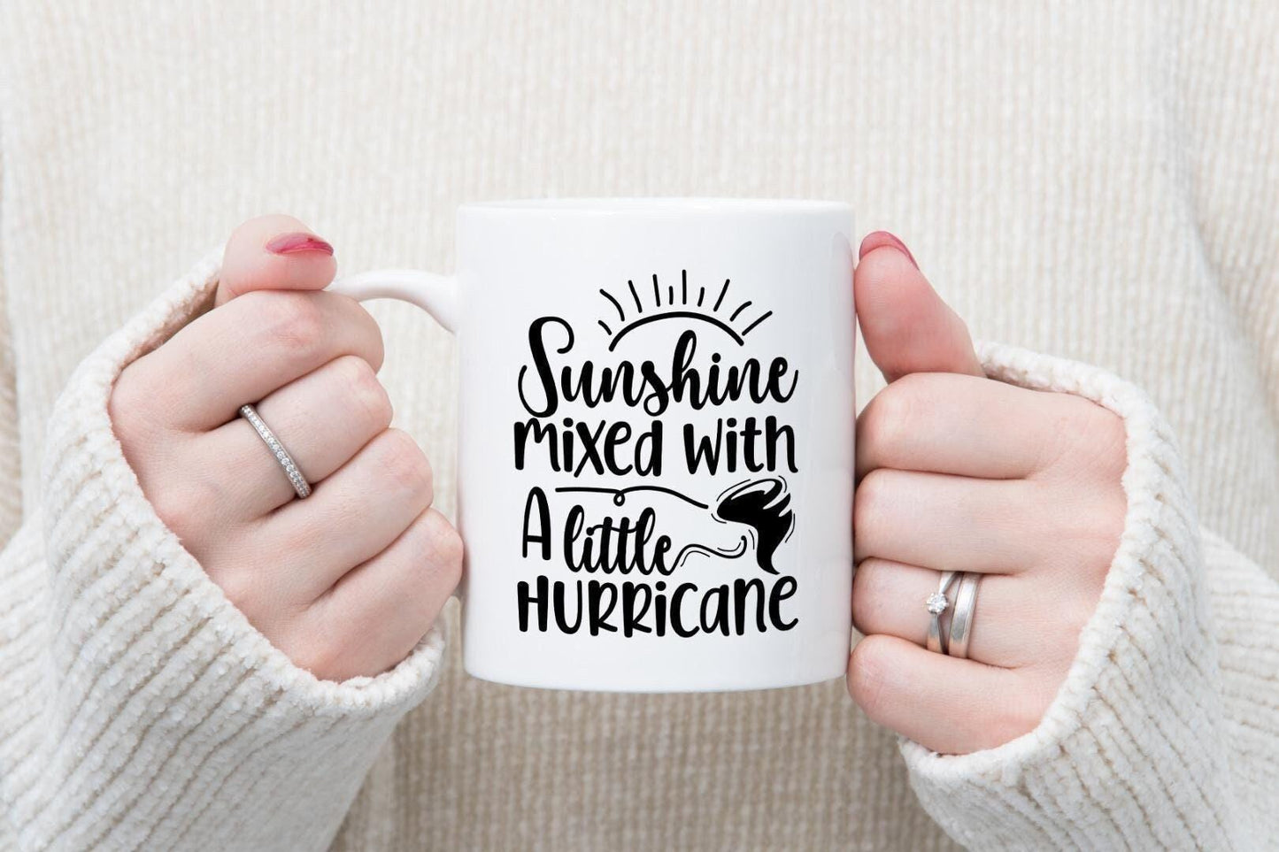 Sarcastic Mug And Coaster Gift Set Sunshine Mixed With A Little Hurricane Gifts