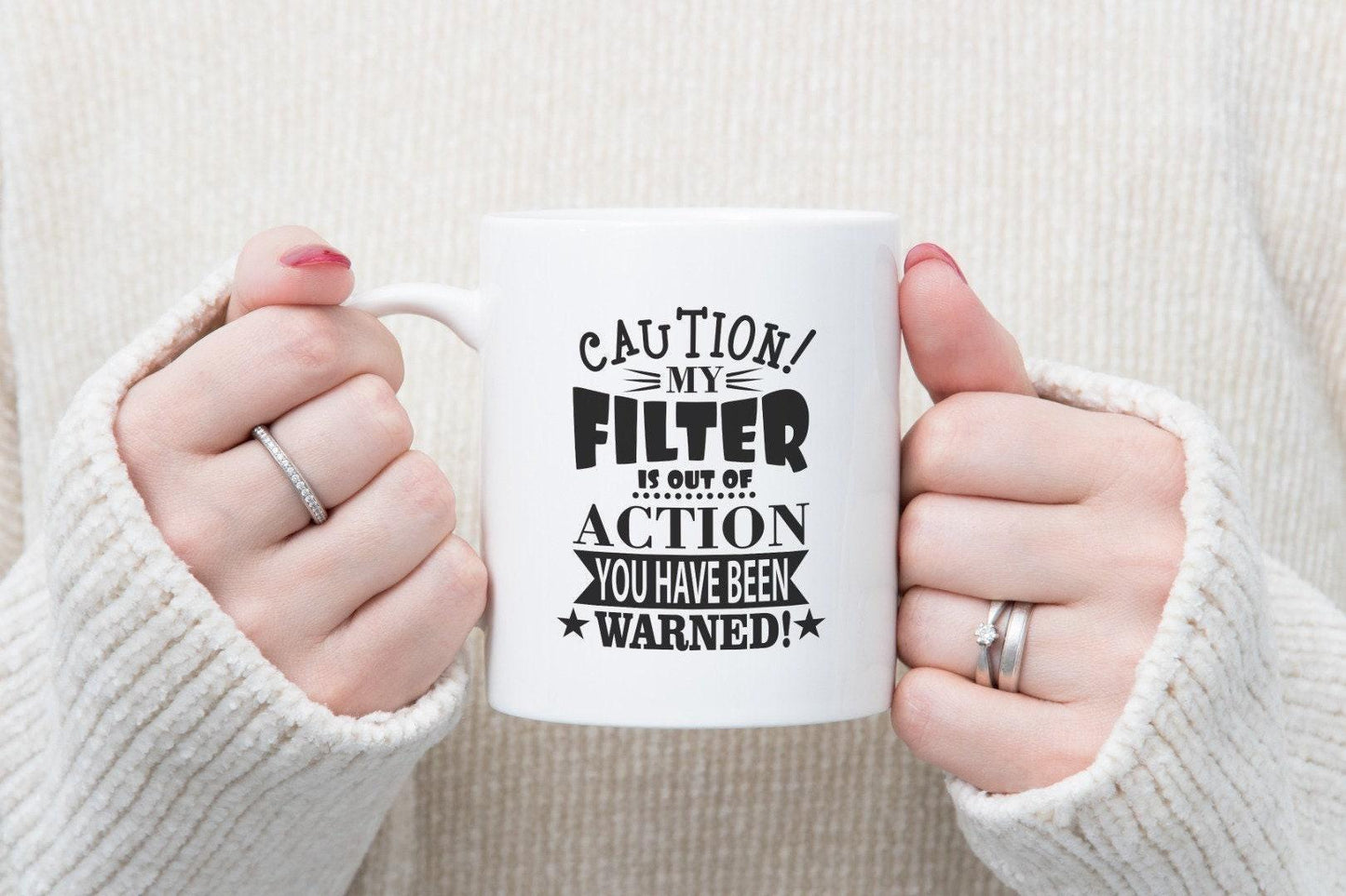 Caution My Filter Out of Action Mug & Coaster Set