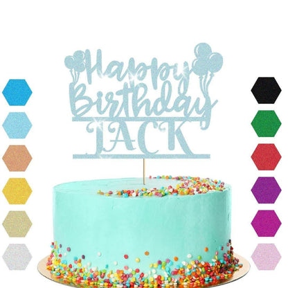 Personalised Balloons Happy Birthday Glitter Cake Topper Party Cake Decoration