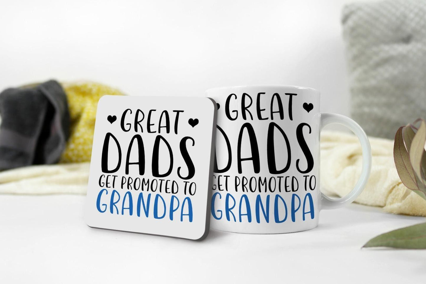 Promoted To Grandpa Mug & Coaster Set, Father's Day Gift