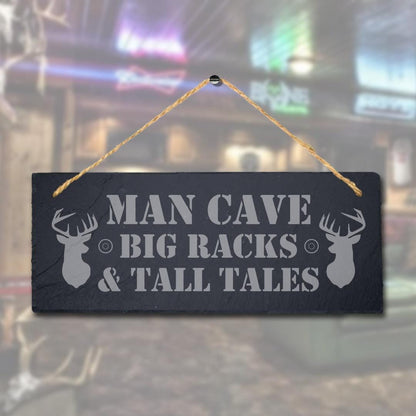 Man Cave Big Racks Laser Engraved Hanging Slate Pub Bar Shed Home Plaque Sign