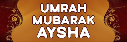 Personalised Umrah Mubarak Banner: Kaba Design, Islamic Celebration (Set of 2)