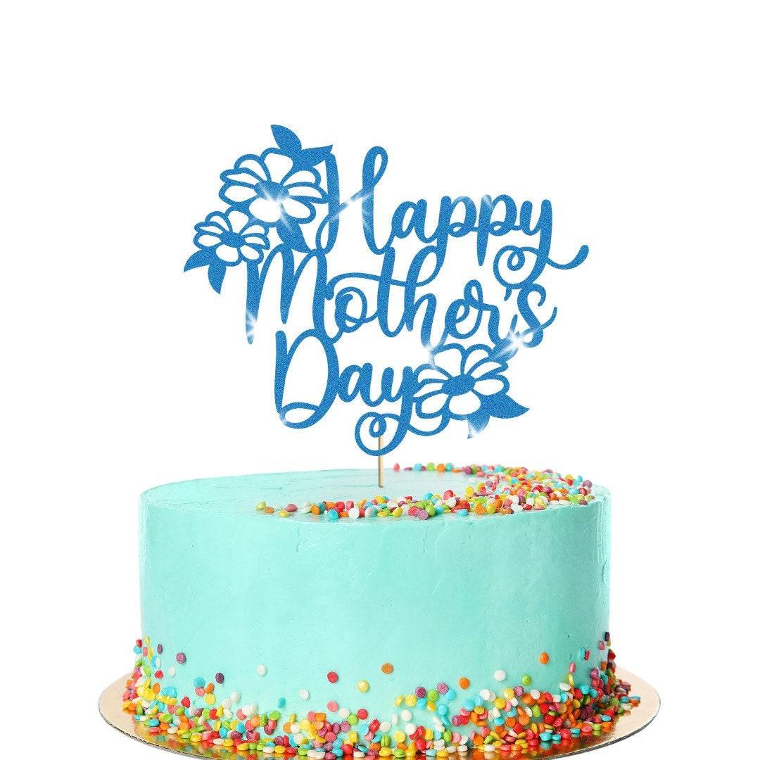 Flowers Design Happy Mothers Day Glitter Cake Topper Birthday Decoration