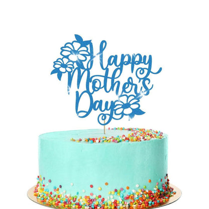 Flowers Design Happy Mothers Day Glitter Cake Topper Birthday Decoration