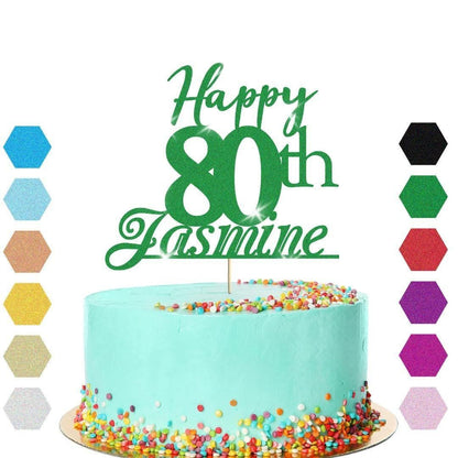 Personalised Name 80th Birthday Glitter Cake Topper Party Cake Decoration Gift