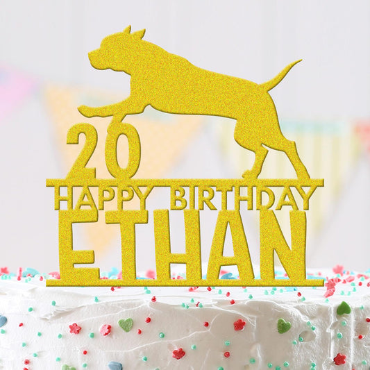 Personalised Acrylic Name Bull Dog Pet Lovers Animal Cake Topper Decoration Gift