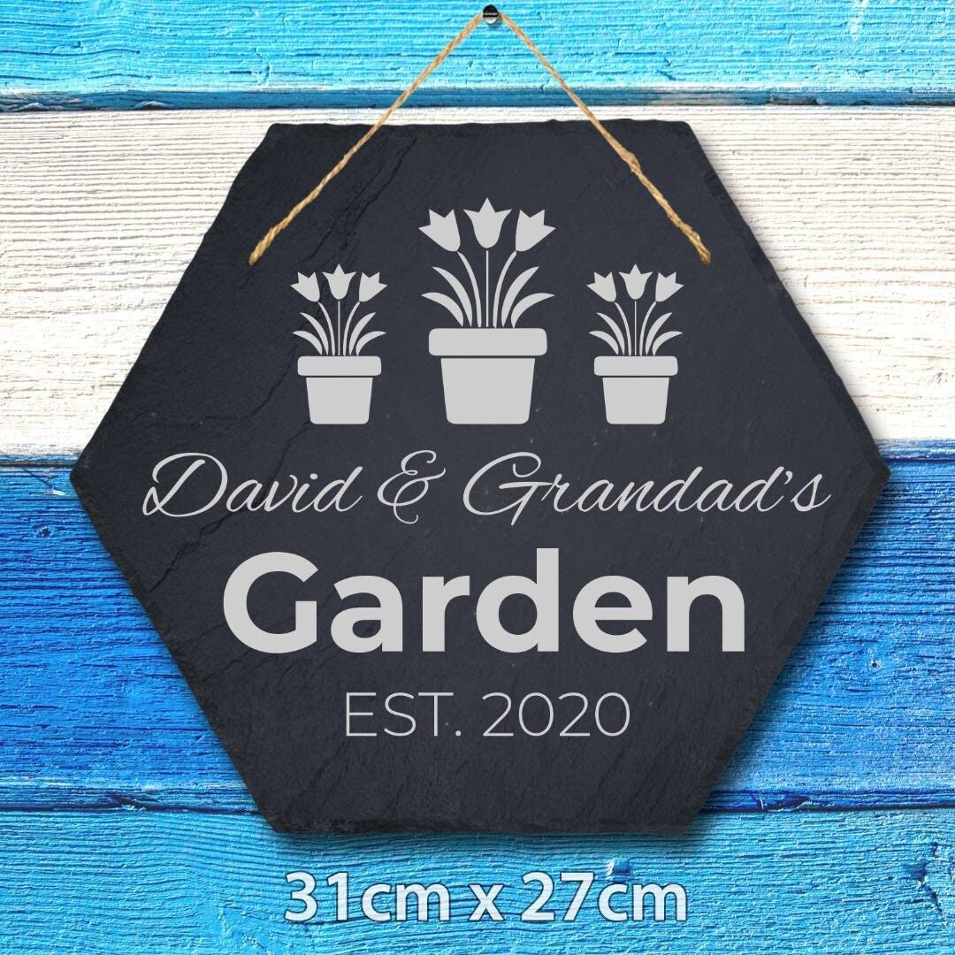 Personalised Slate Plaque Home Garden Sign Laser Engraved Fence Stone Art Gift