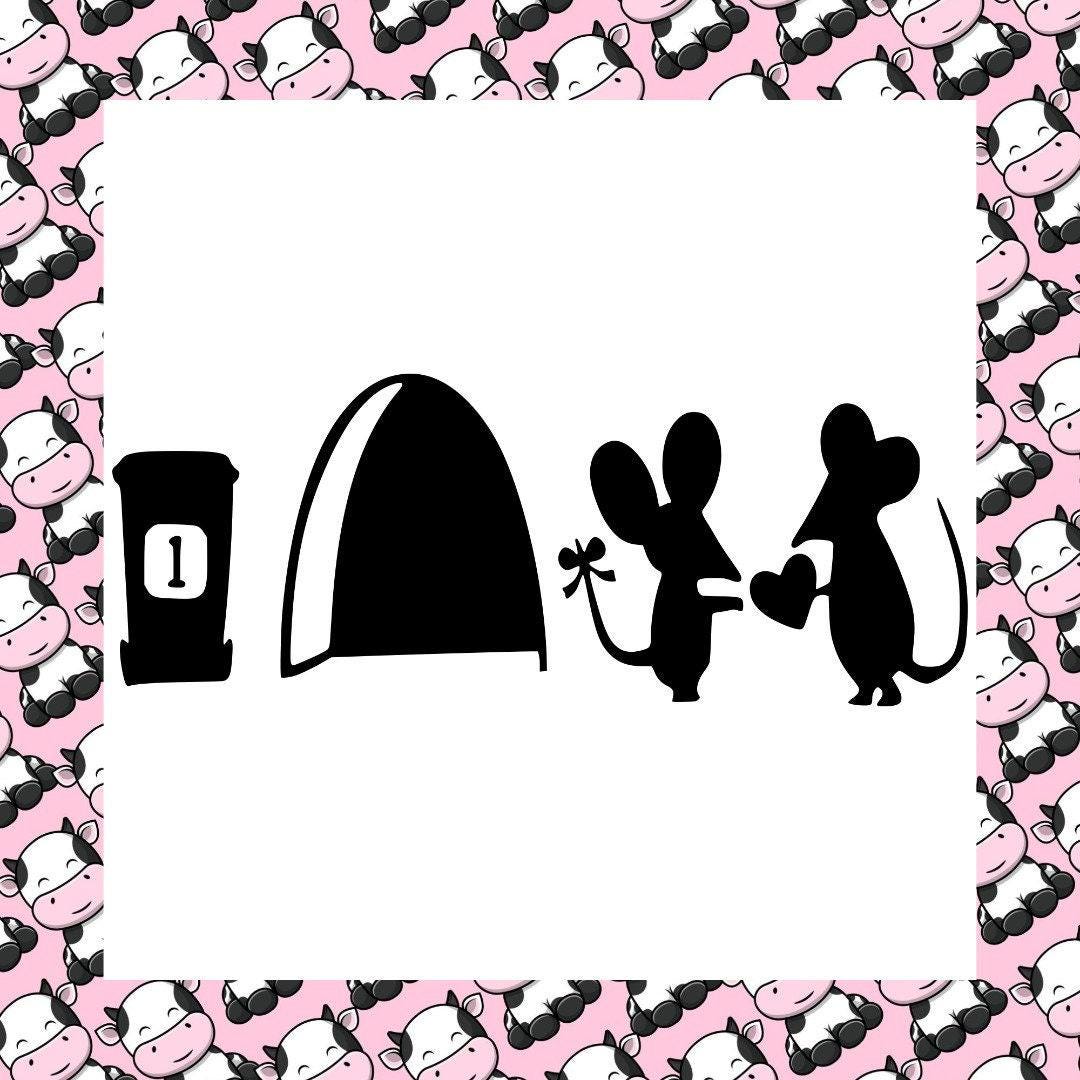 Mouse Love Heart Skirting Board Wall Art Funny Sticker Vinyl Decal Mice Home