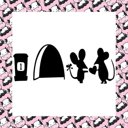 Mouse Love Heart Skirting Board Wall Art Funny Sticker Vinyl Decal Mice Home