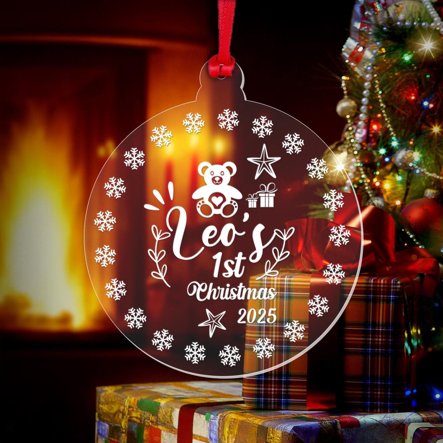 Personalised First Christmas Bauble: Acrylic Keepsake Ornament