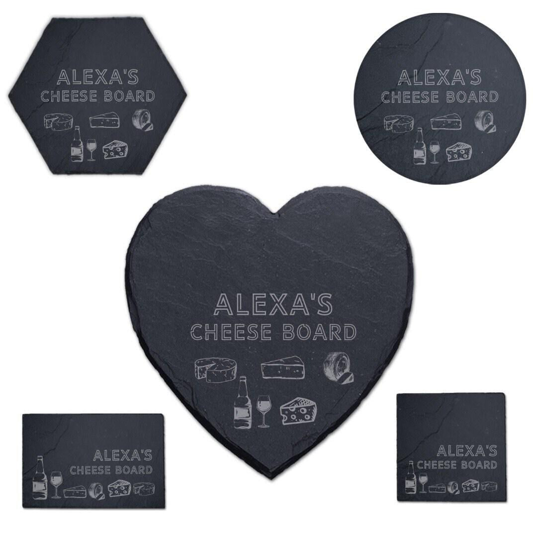 Personalised Engraved Cheese Slate Board Cutting Chopping Serving Placemats