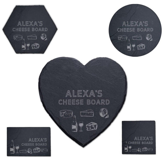 Personalised Engraved Cheese Slate Board Cutting Chopping Serving Placemats