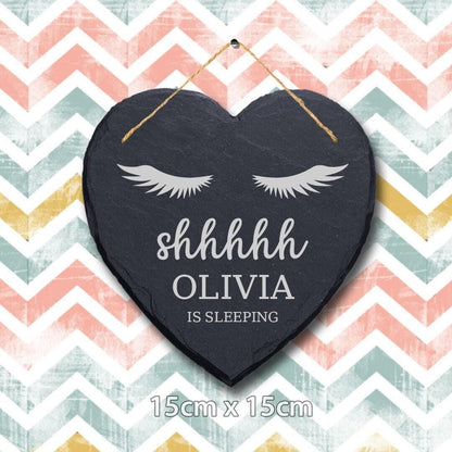 Personalised Baby Sleeping Slate Sign - Shhh New Baby Girl Gift