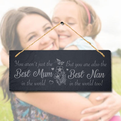 The Best Mum Hanging Slate Engraved Plaque Mummy Mothers Day Gift Home Art Sign