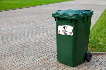 Personalised Rabbit Wheelie Bin Sticker: Address Decal